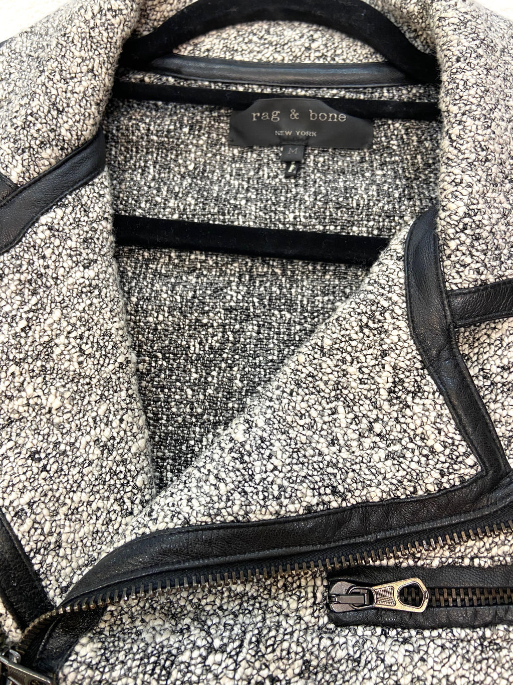 RAG & BONE HART TWEED MOTO ZIP BIKER JACKET