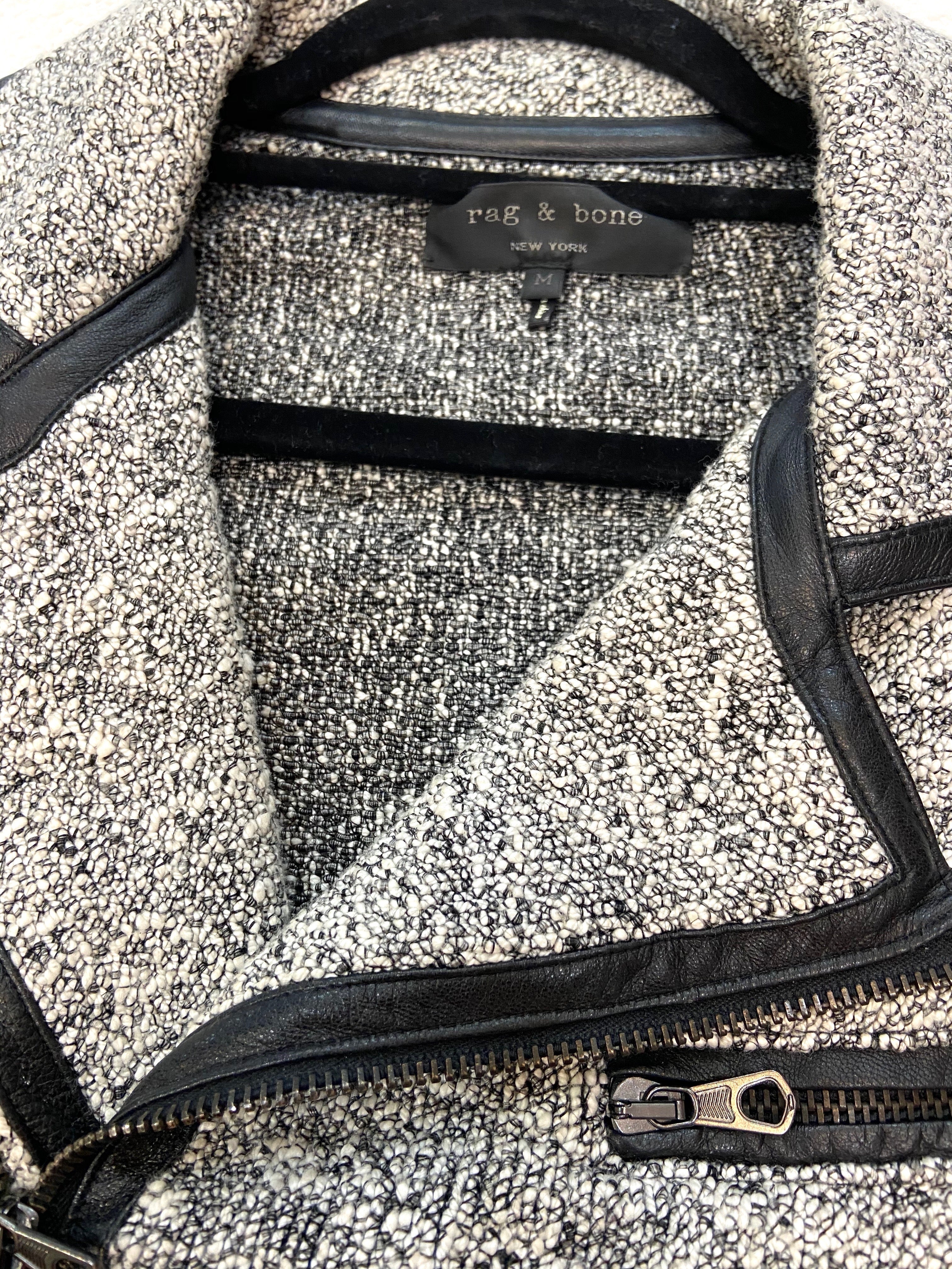RAG & BONE HART TWEED MOTO ZIP BIKER JACKET