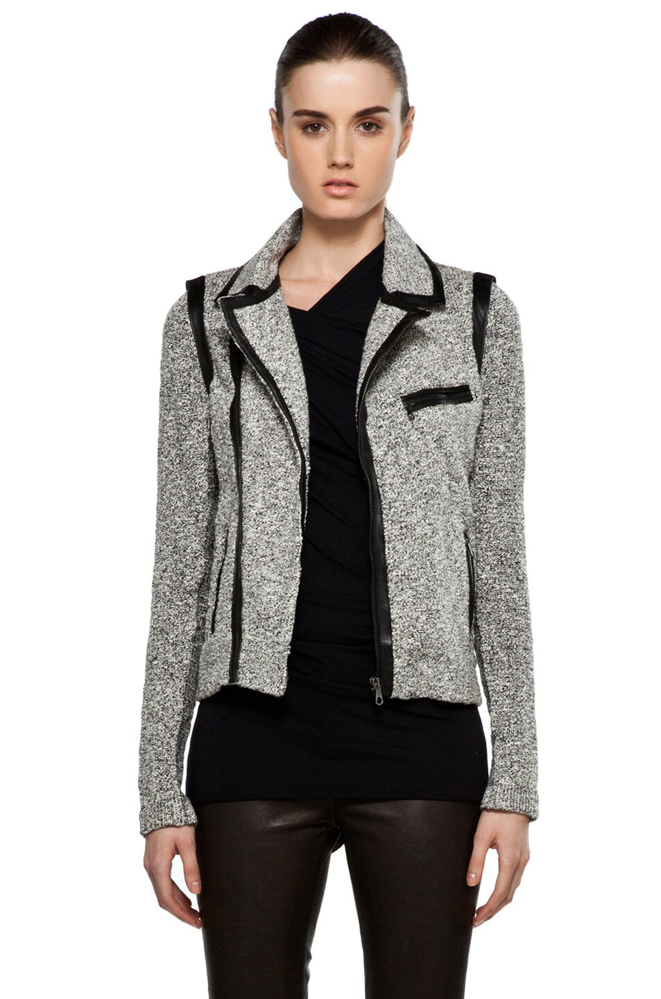RAG & BONE HART TWEED MOTO ZIP BIKER JACKET