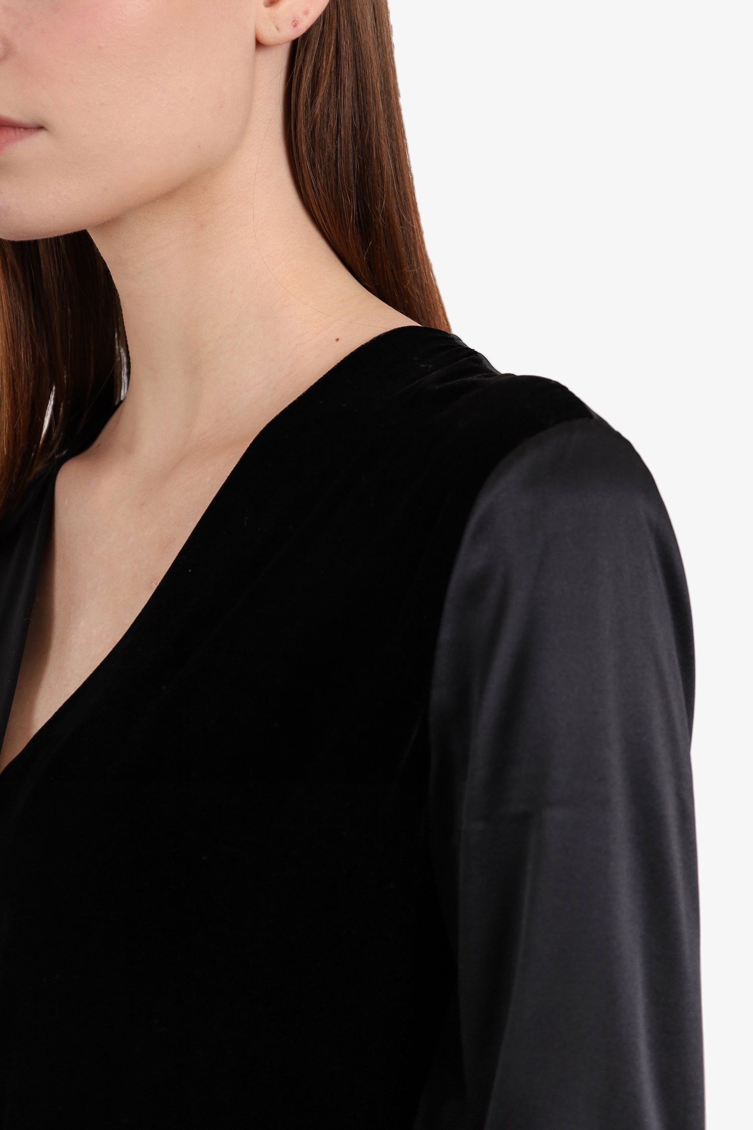 Rag & Bone Black Silk/Velvet V-Neck Long-Sleeve Dress Size XS