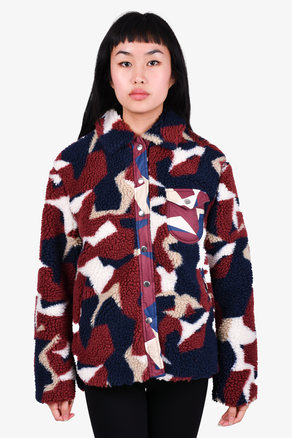 Rag & Bone Navy Blue/Red Sherpa Jacket Size XS
