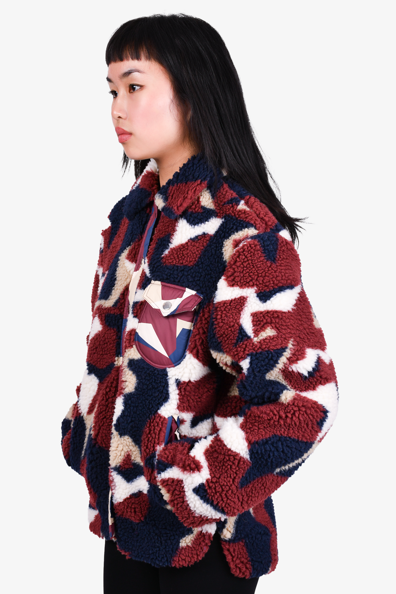Rag & Bone Navy Blue/Red Sherpa Jacket Size XS