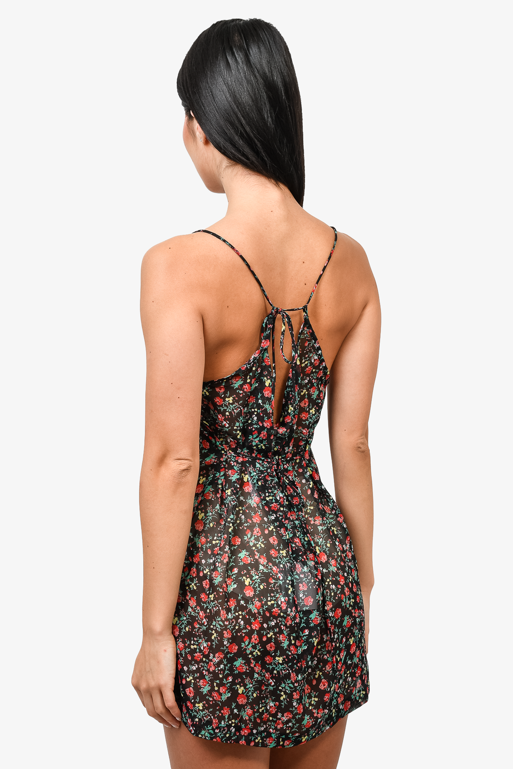 Rat & Boa Black Floral Sheer Mini Dress Size XS