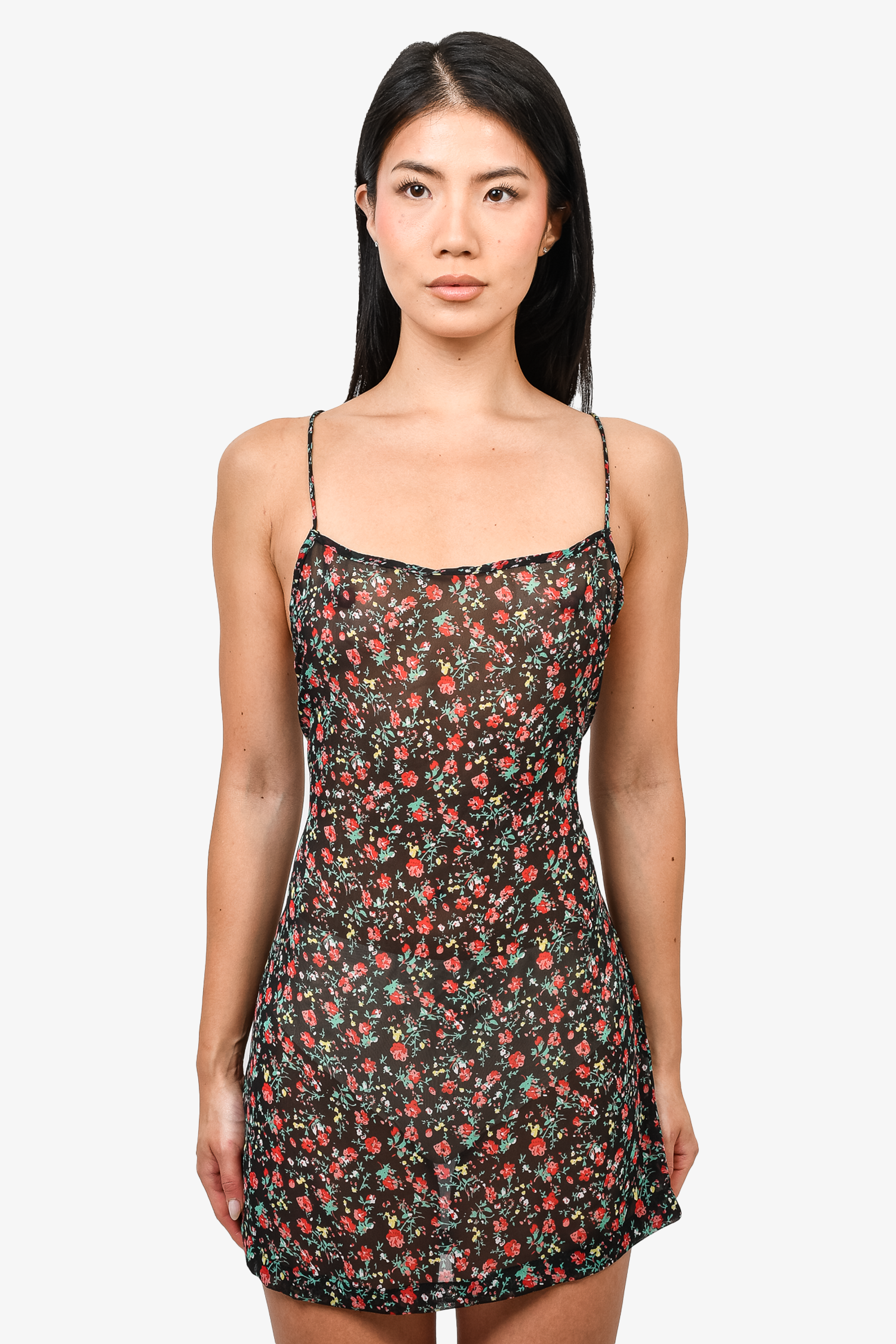 Rat & Boa Black Floral Sheer Mini Dress Size XS