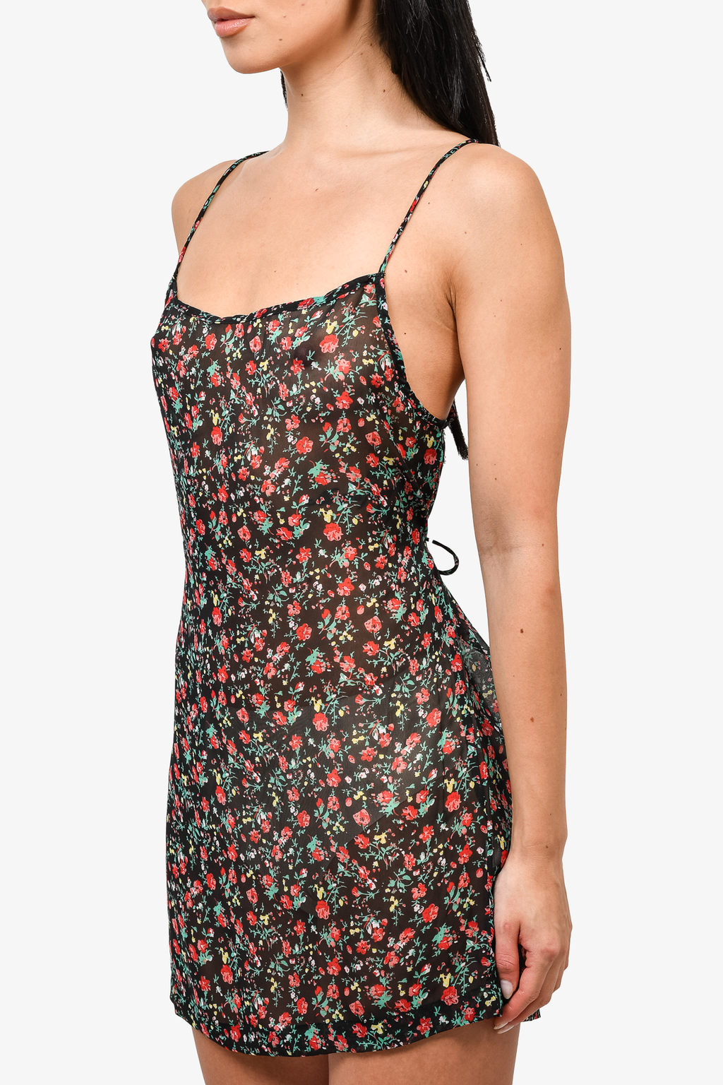 Rat & Boa Black Floral Sheer Mini Dress Size XS