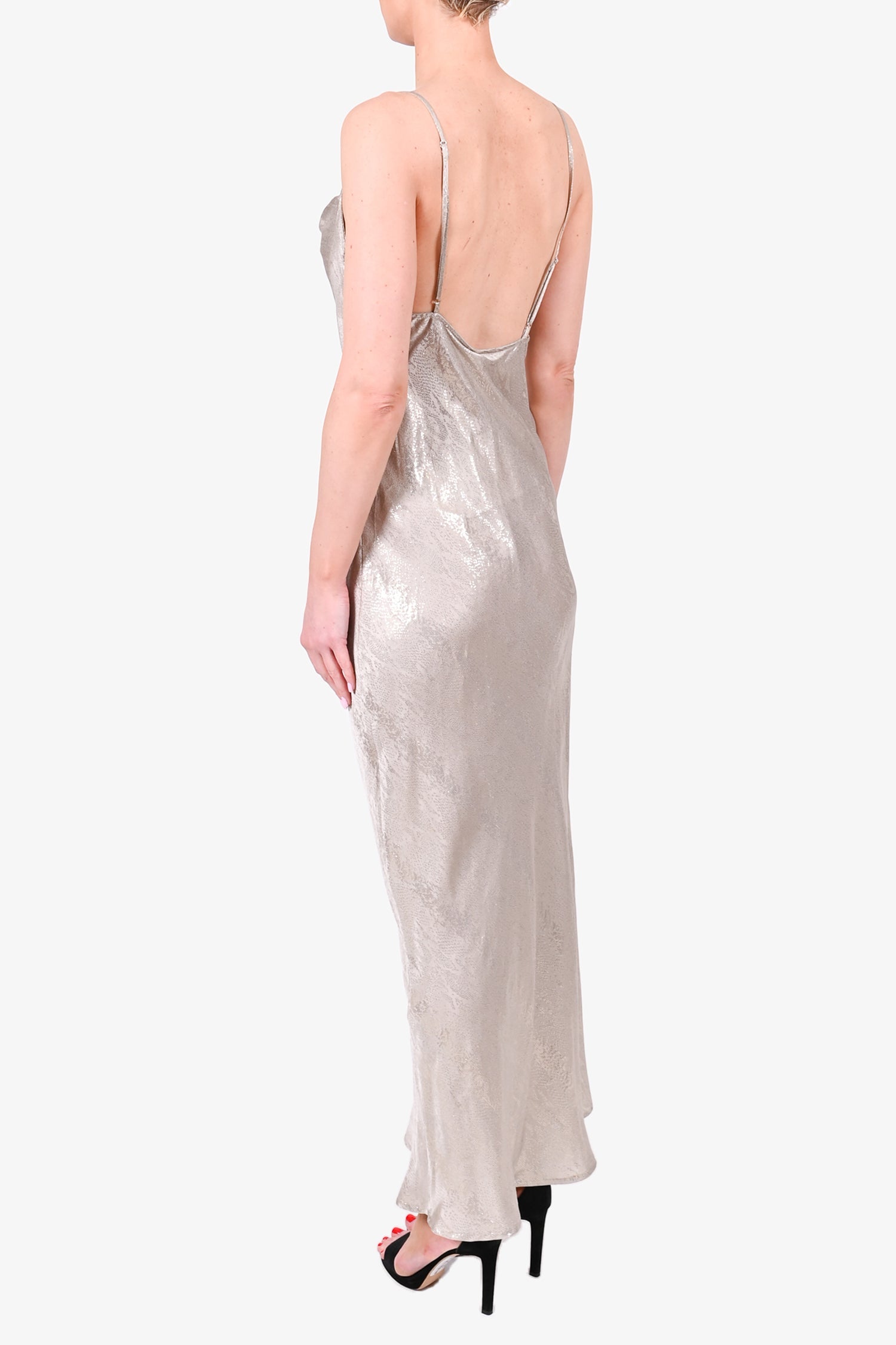 Rat & Boa Silk Silver Cowl Maxi Dress Size M