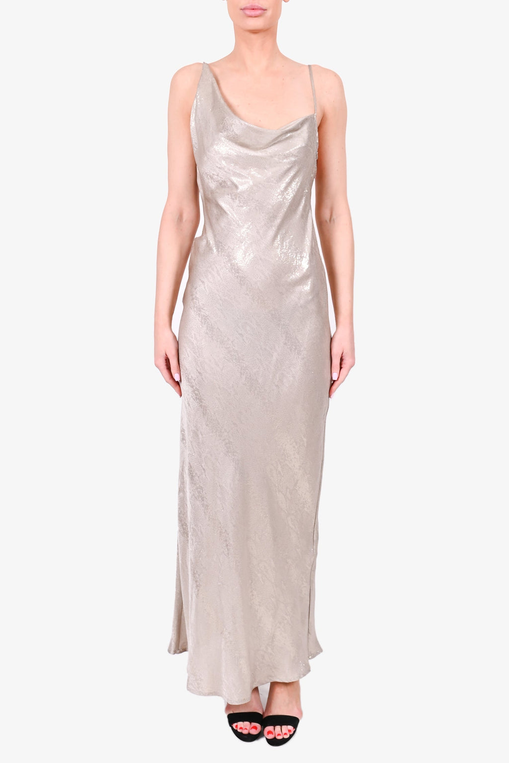 Rat & Boa Silk Silver Cowl Maxi Dress Size M
