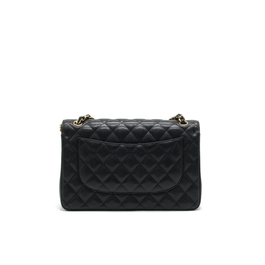 CHANEL JUMBO CLASSIC DOUBLE FLAP IN CAVIAR BLACK