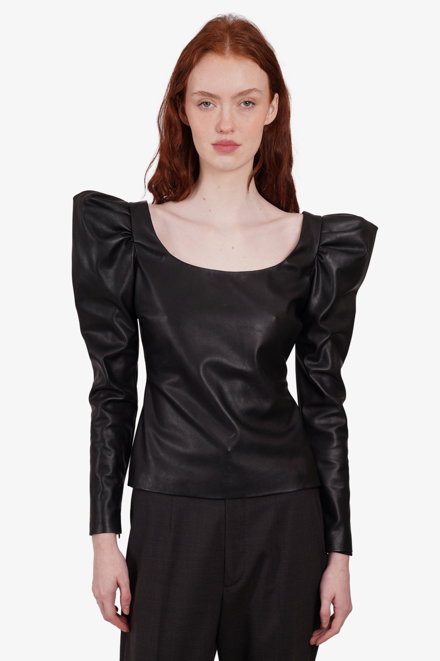 Redemption Black Faux Leather Top Size 42