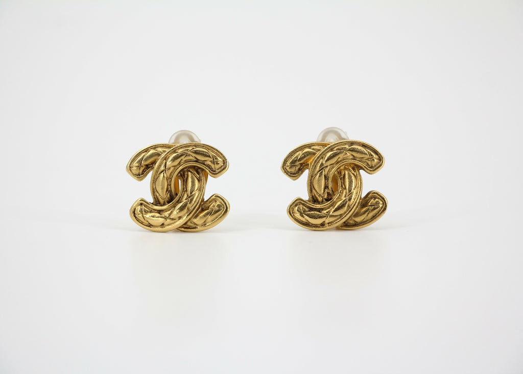 Chanel Vintage 1986 Gold-plated Diamond Quilting Bird Series Clip-on Earrings