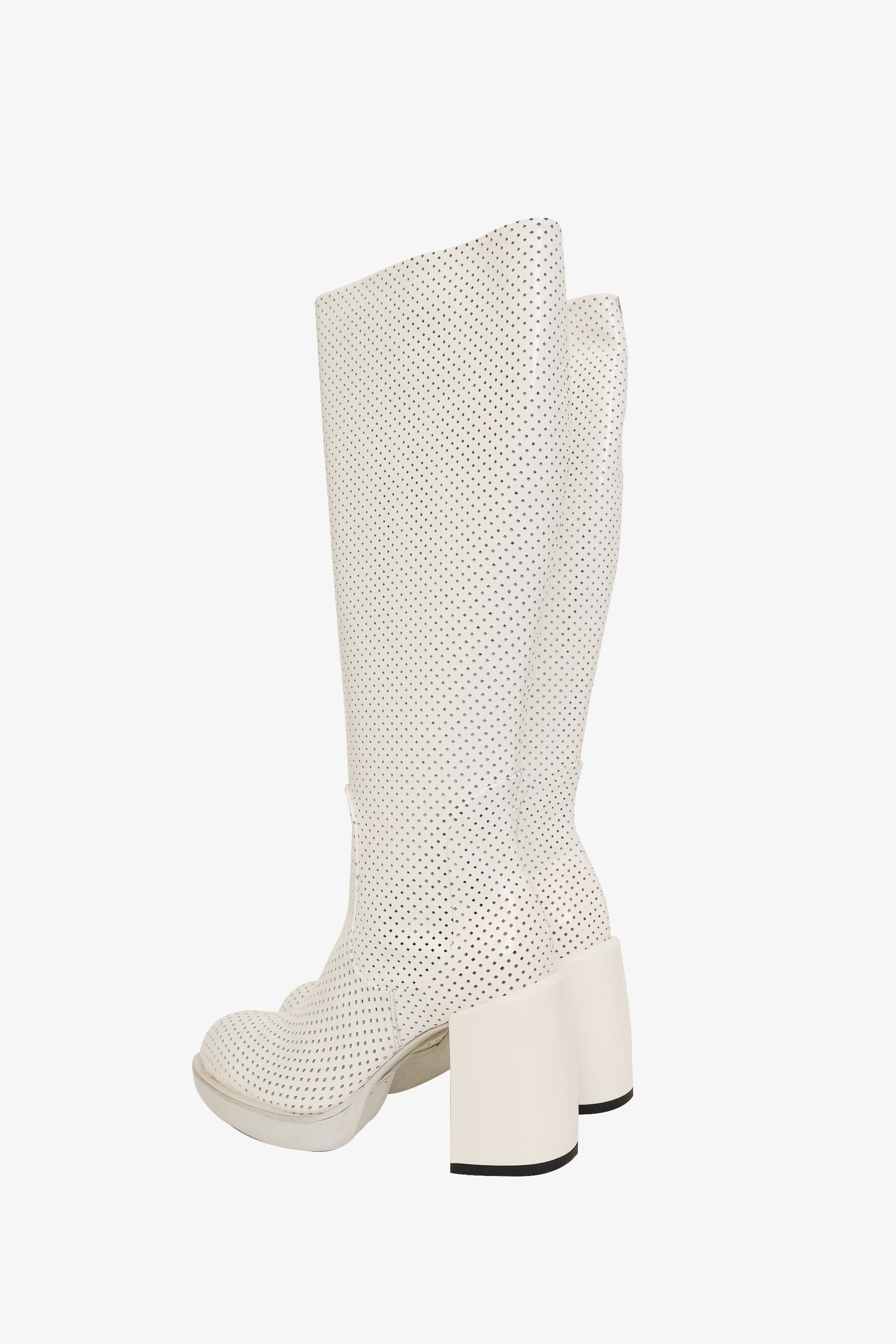 Rocco P White Leather Perforated Zip-up Boots Size 39