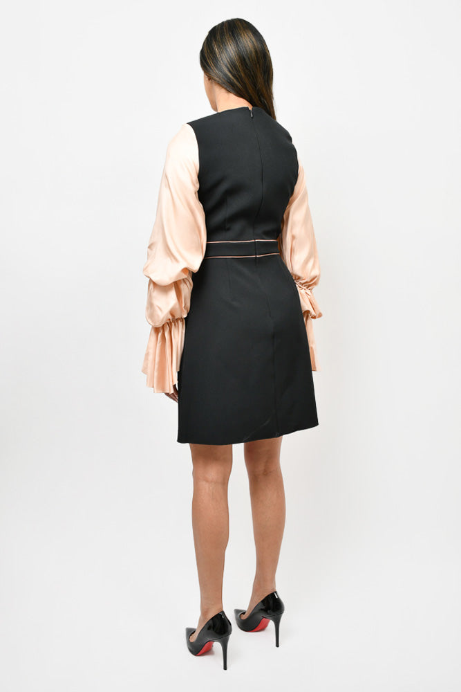 Roksanda Black/Pink Ruffle Sleeve Dress Size 8