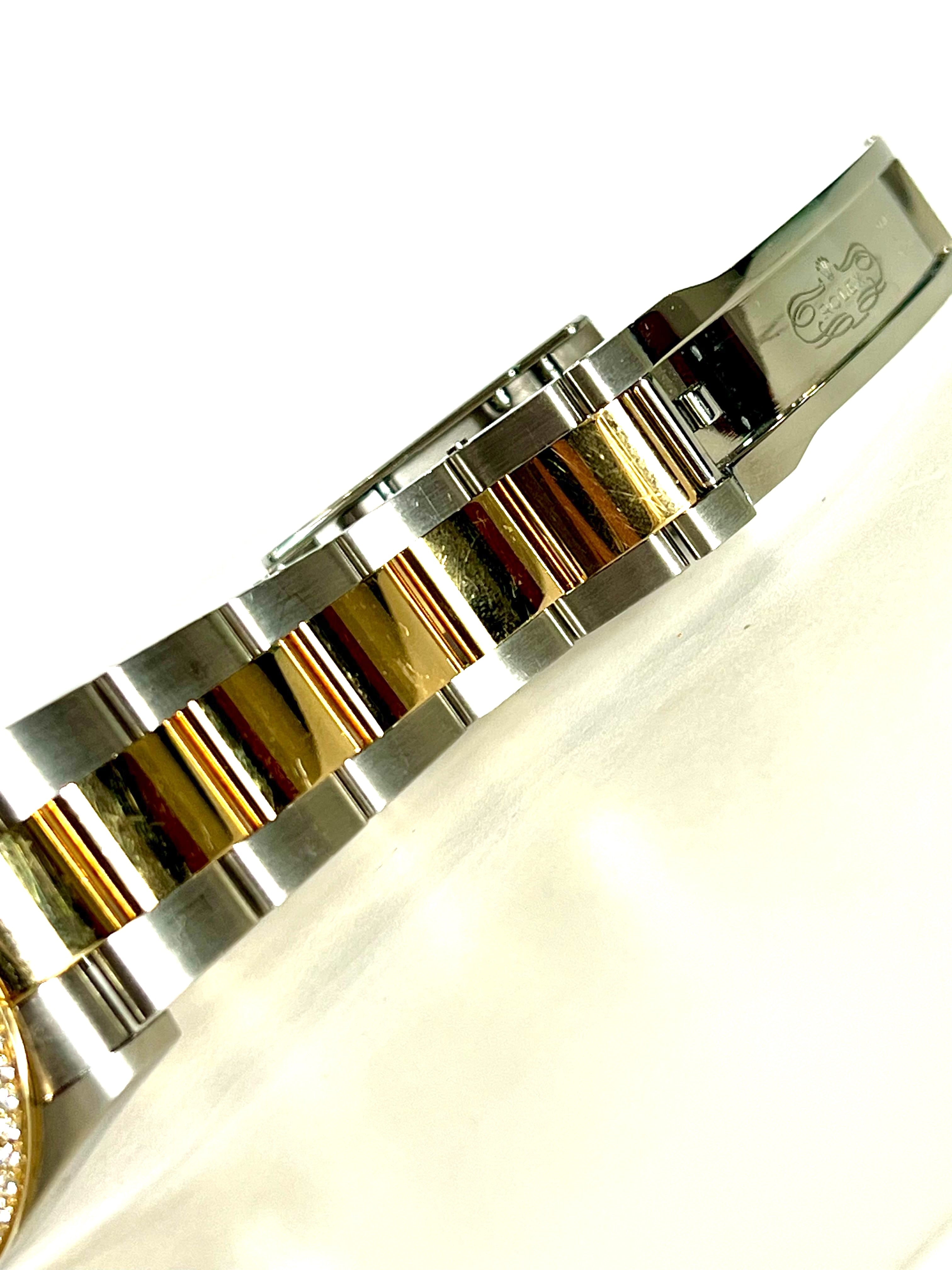 ROLEX DATEJUST 36MM GOLDEN PALM DIAL DIAMOND BEZEL TWO-TONE JUBILEE WATCH