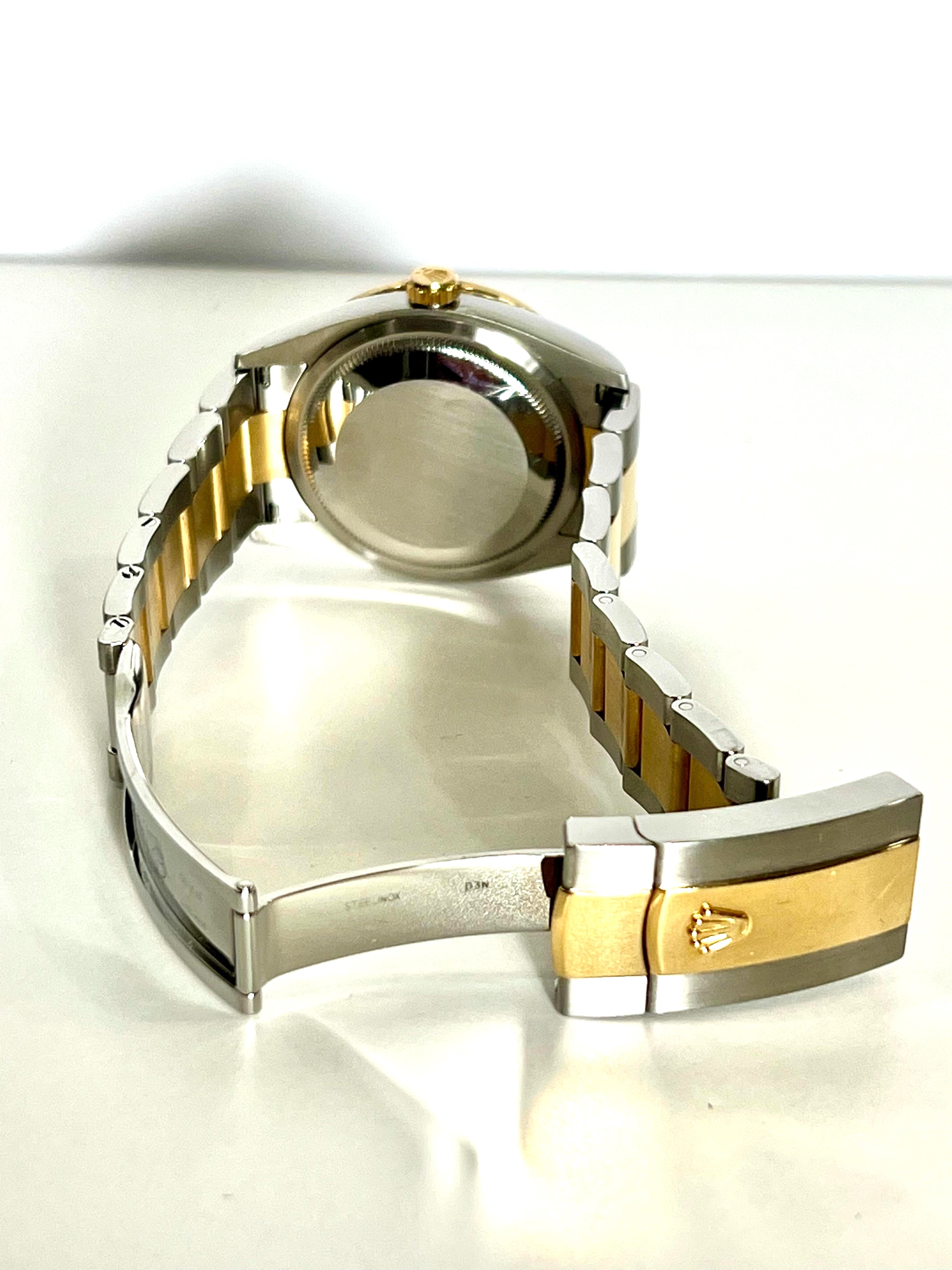 ROLEX DATEJUST 36MM GOLDEN PALM DIAL DIAMOND BEZEL TWO-TONE JUBILEE WATCH