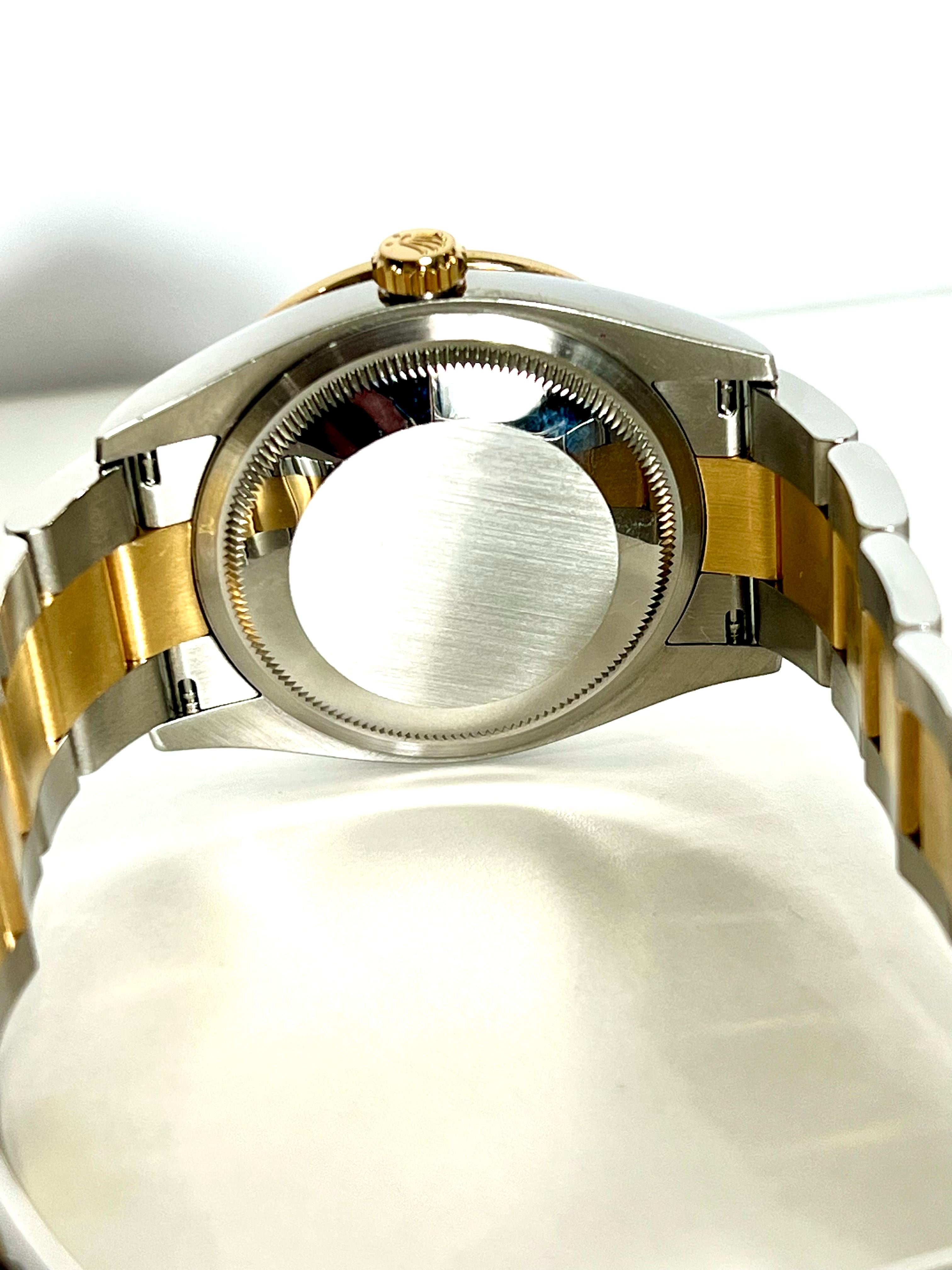 ROLEX DATEJUST 36MM GOLDEN PALM DIAL DIAMOND BEZEL TWO-TONE JUBILEE WATCH