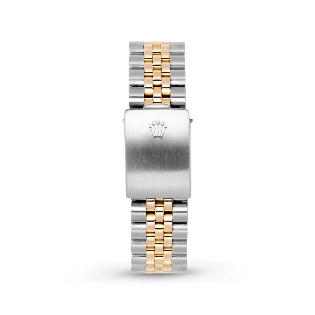 ROLEX DATEJUST DIAMOND BEZEL TWO-TONE PINK ROMAN NUMERAL JUBILEE WATCH
