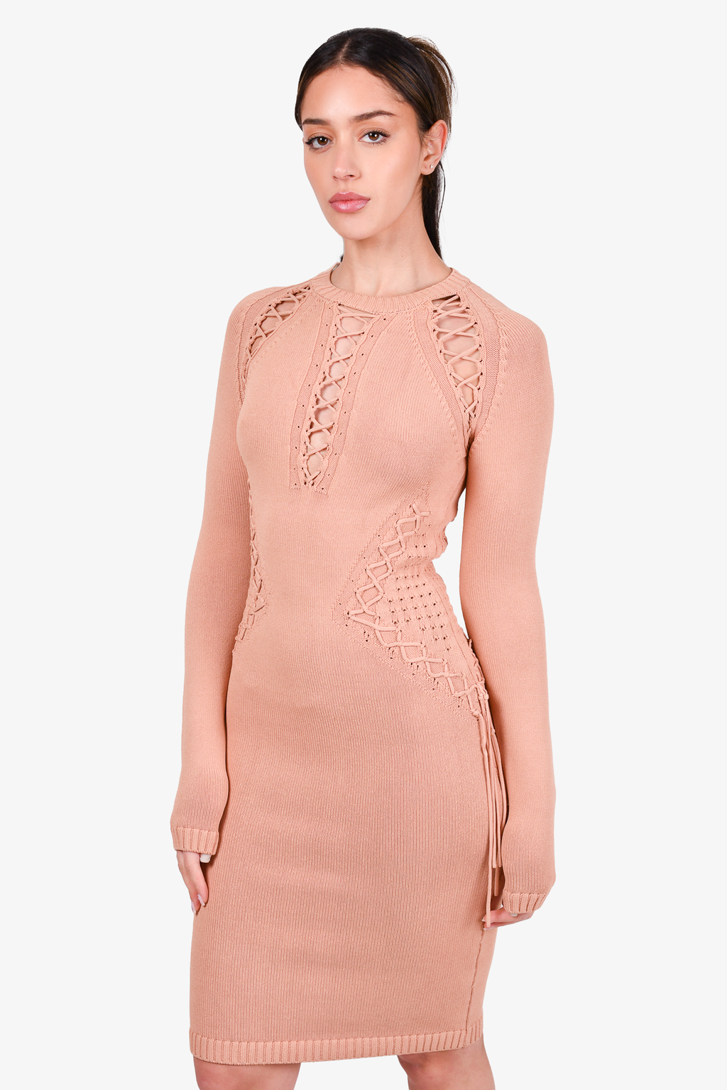 Ronny Kobo Dusty Pink Cut-Out Sweater Dress Size S