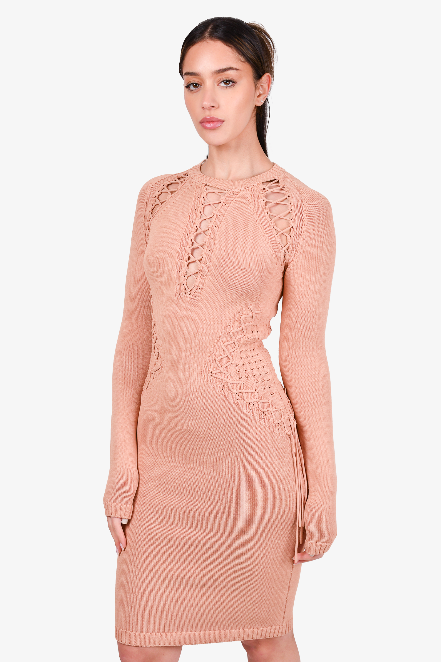 Ronny Kobo Dusty Pink Cut-Out Sweater Dress Size S
