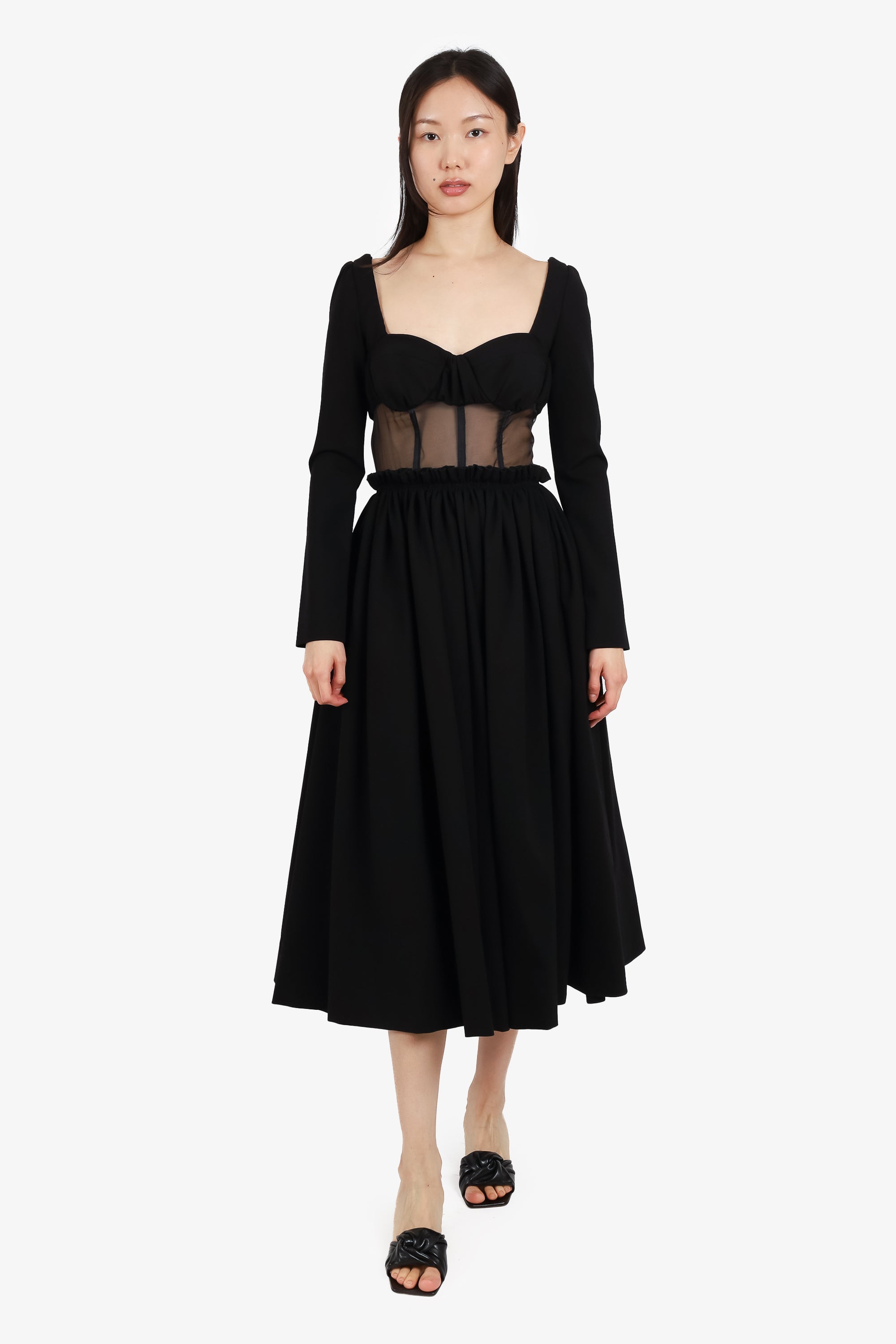 Rosie Assoulin Black Mesh One Shoulder Dress Size 2