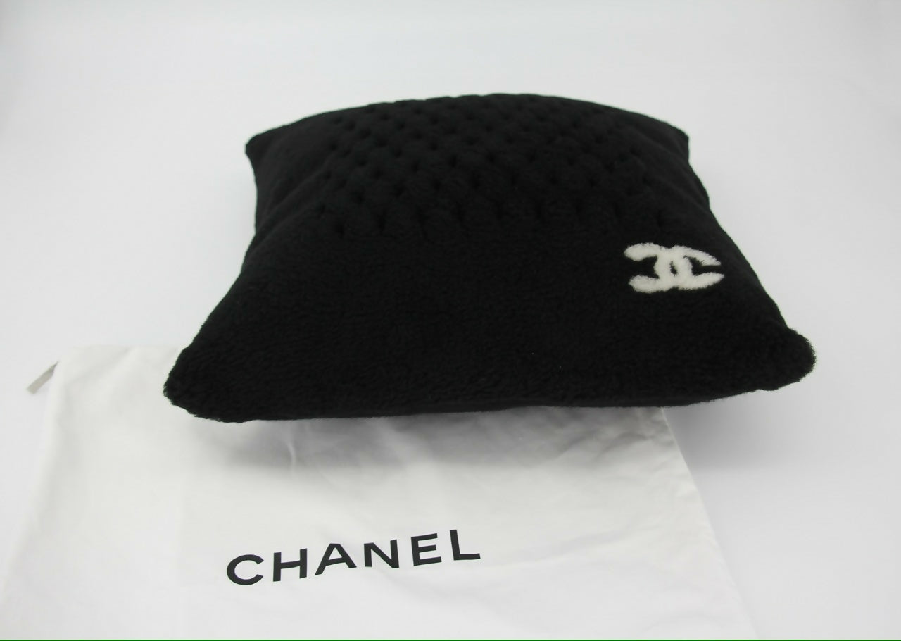 Chanel Coco Mark Cotton Cashmere Black Pillow Cushion
