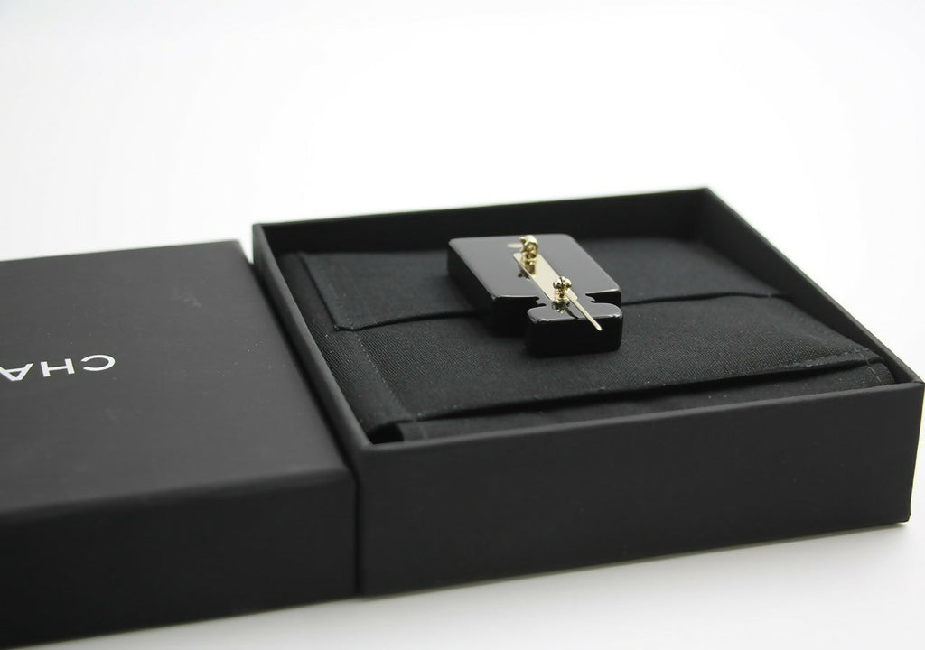 Chanel D18B Black Resin Bubble Perfume Bottle Brooch