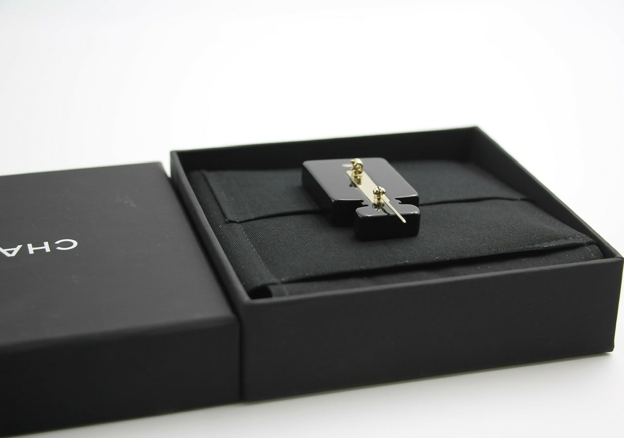 Chanel D18B Black Resin Bubble Perfume Bottle Brooch