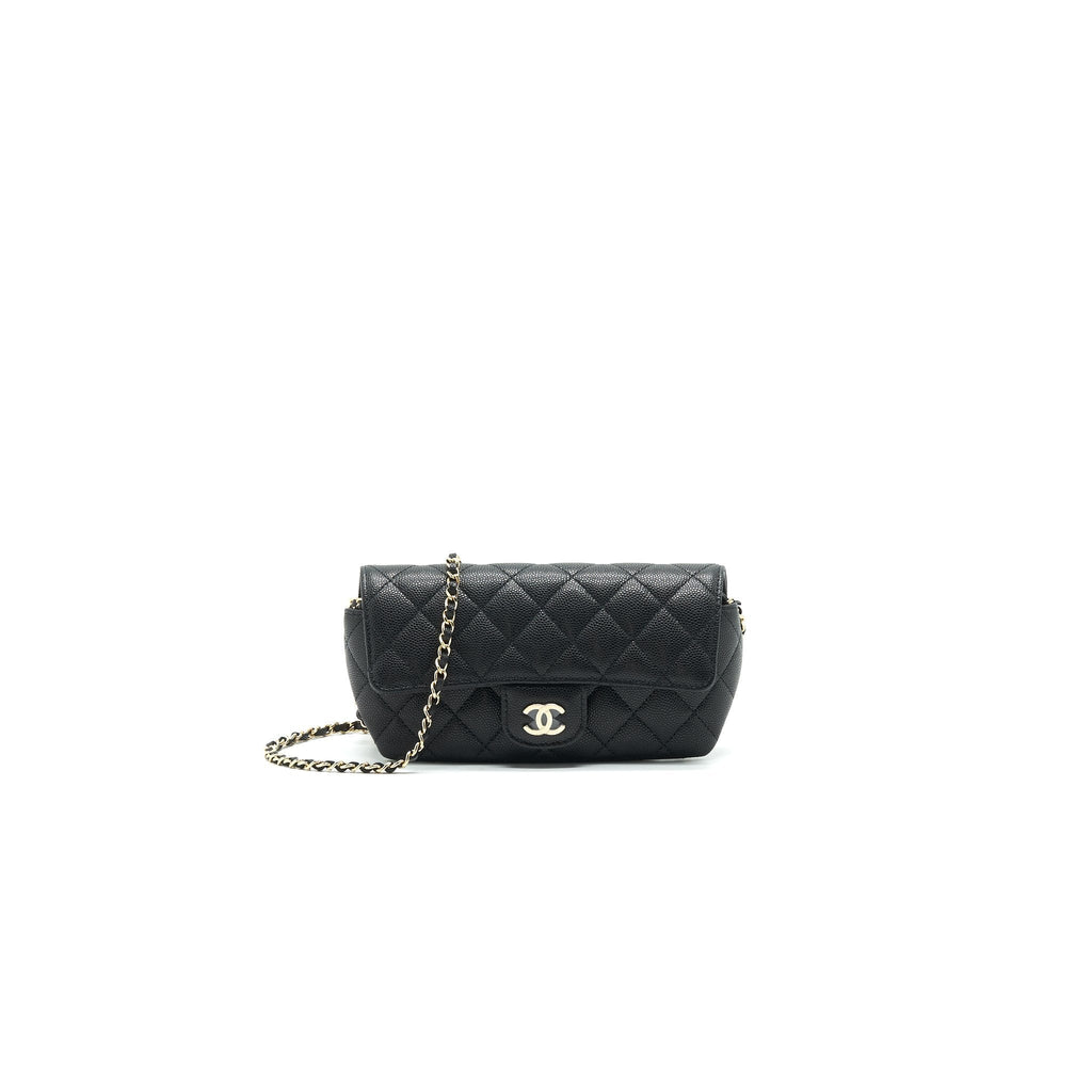 Chanel Glasses Case With Chain Caviar Black L
