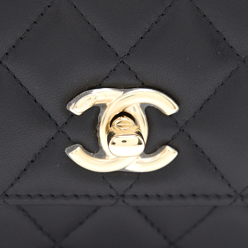 Chanel Lambskin Quilted Mini Trendy CC Chain Wallet Black