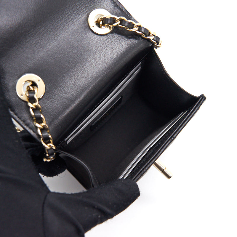 Chanel Lambskin Quilted Mini Trendy CC Chain Wallet Black