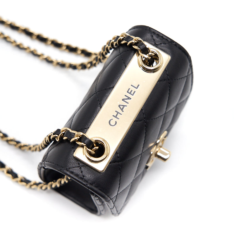 Chanel Lambskin Quilted Mini Trendy CC Chain Wallet Black