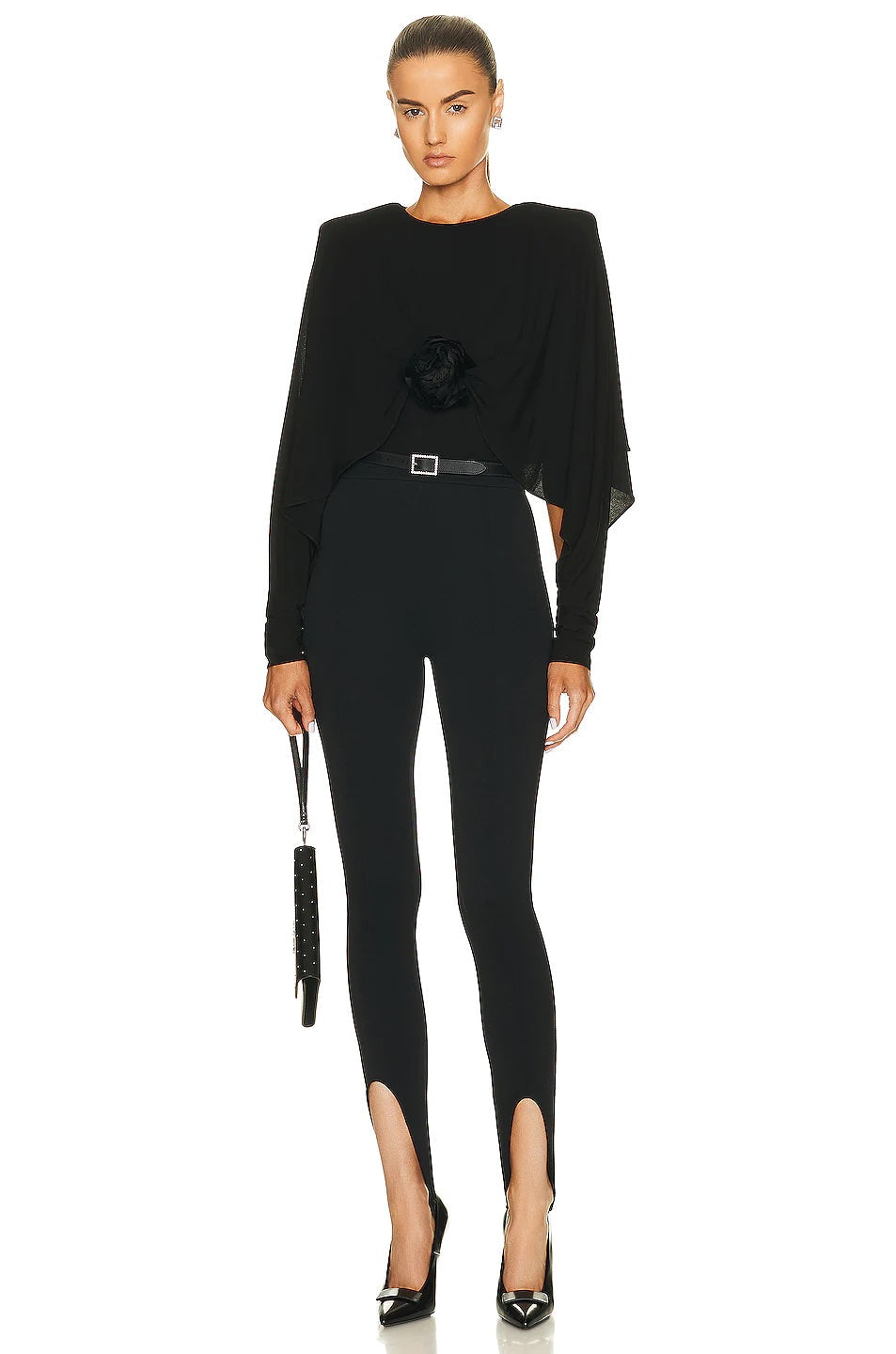 YVES SAINT LAUREN FLOWER DETAIL CREPE JERSEY TOP