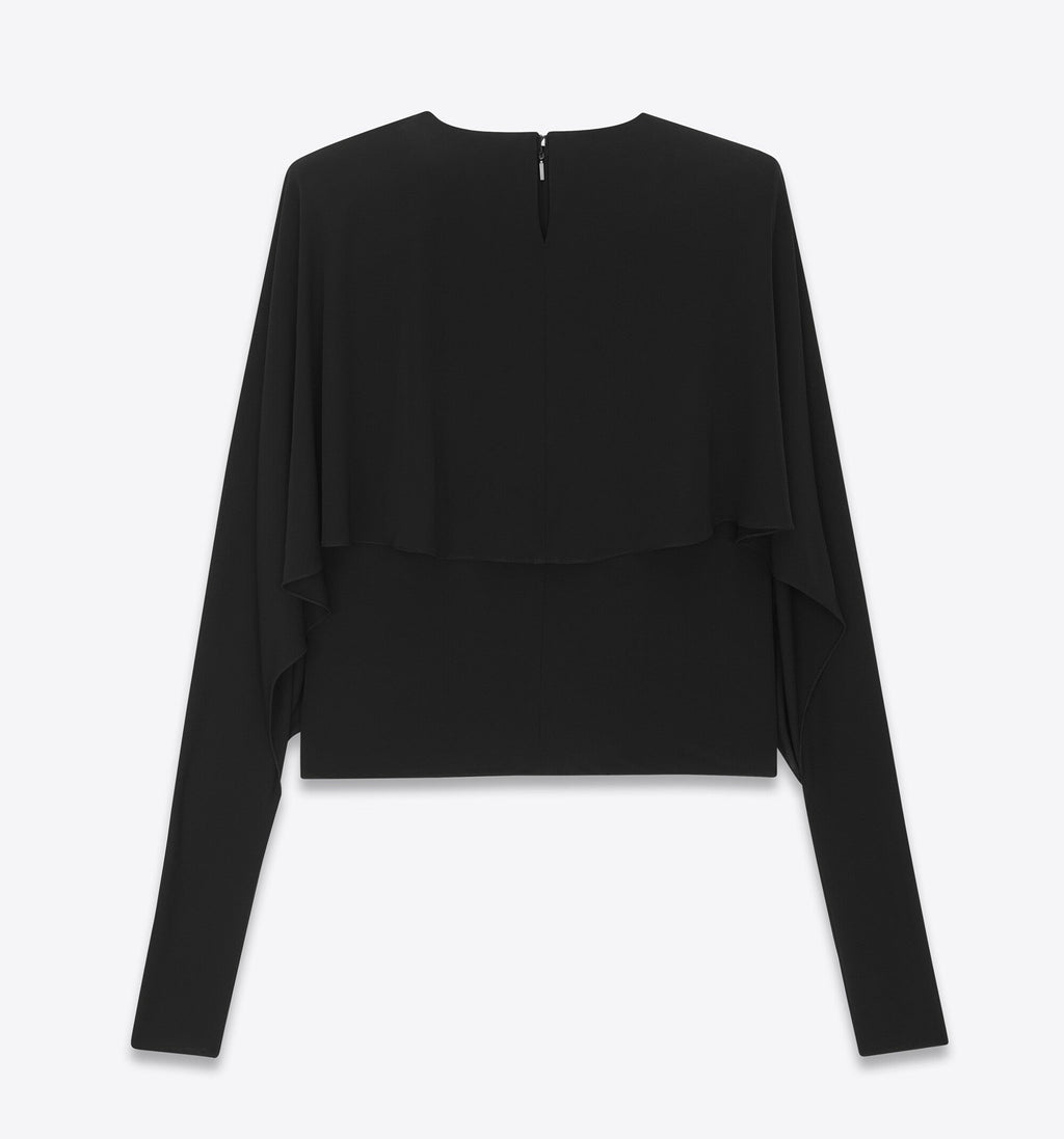 YVES SAINT LAUREN FLOWER DETAIL CREPE JERSEY TOP