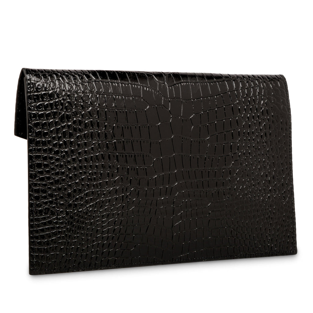 Saint Laurent Croc Embossed Uptown Clutch