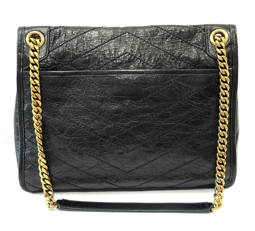 SAINT LAURENT CHEVRON NIKI 2022 BLACK SHOULDER BAG