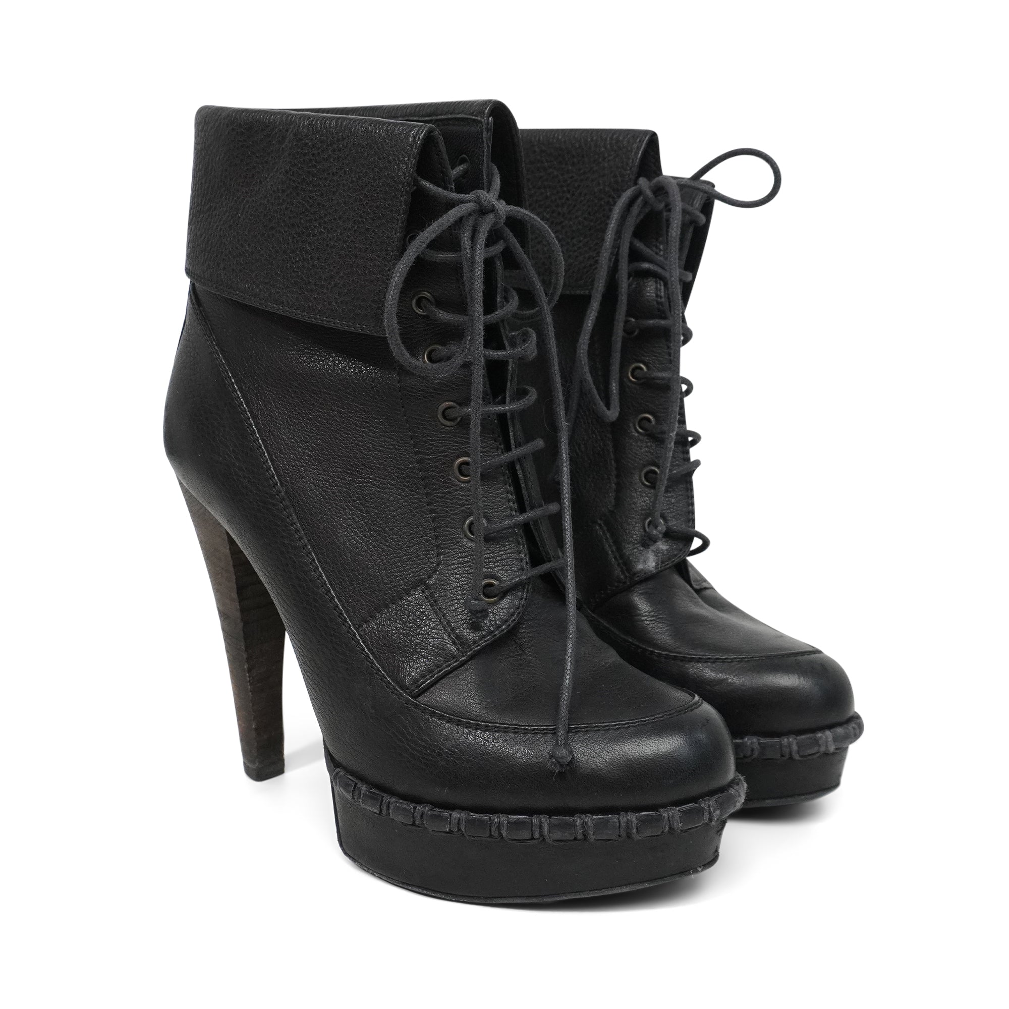 Yves Saint Laurent Lace Up Ankle Boots - Women's 36.5