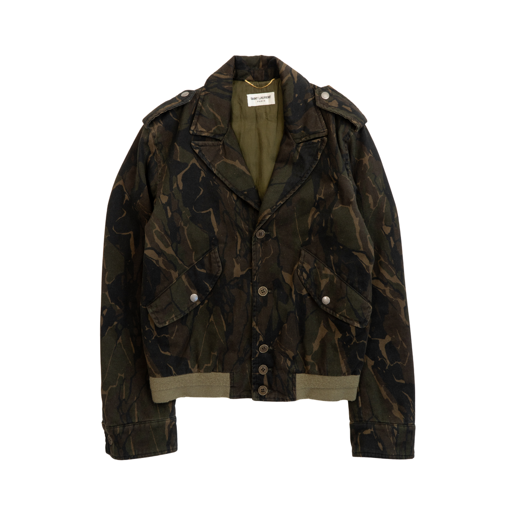 Saint Laurent 'Militaire' Hybrid Bomber Jacket - Women's 36