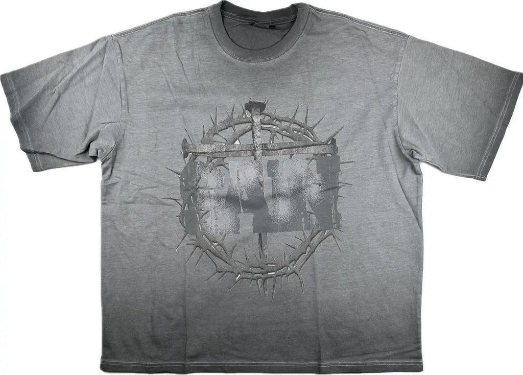 SAINT VANITY CROSS GREY T-SHIRT