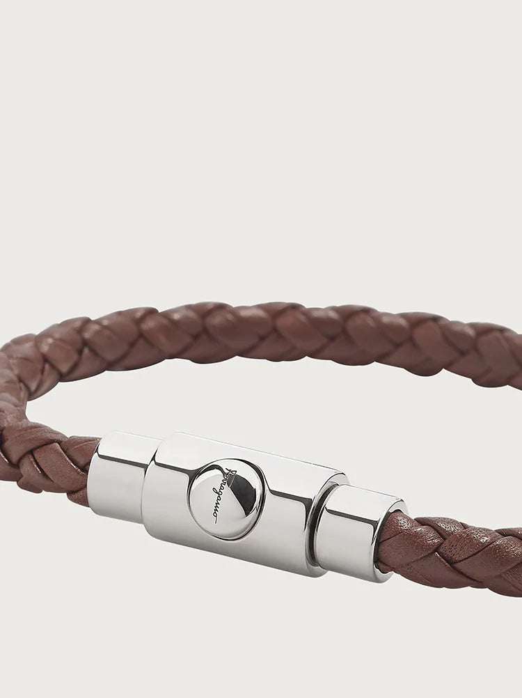 SALVATORE FERRAGAMO BRAIDED LEATHER BRACELET