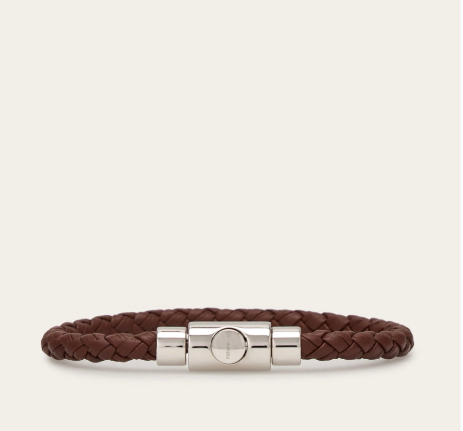 SALVATORE FERRAGAMO BRAIDED LEATHER BRACELET