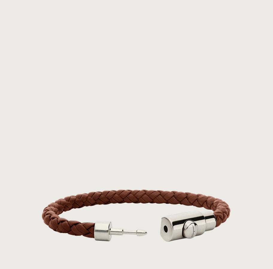 SALVATORE FERRAGAMO BRAIDED LEATHER BRACELET