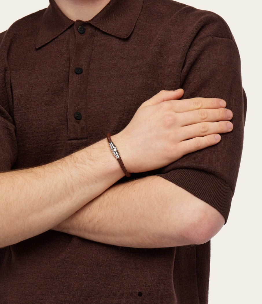 SALVATORE FERRAGAMO BRAIDED LEATHER BRACELET