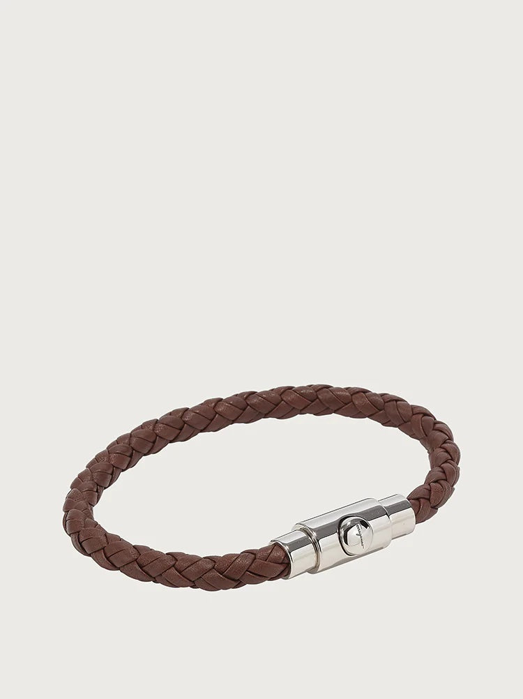 SALVATORE FERRAGAMO BRAIDED LEATHER BRACELET