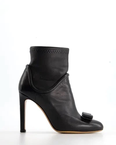 SALVATORE FERRAGAMO CALFSKIN LEATHER VARA ANKLE BOOTS