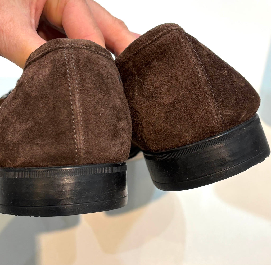 SALVATORE FERRAGAMO BROWN SUEDE LOAFERS