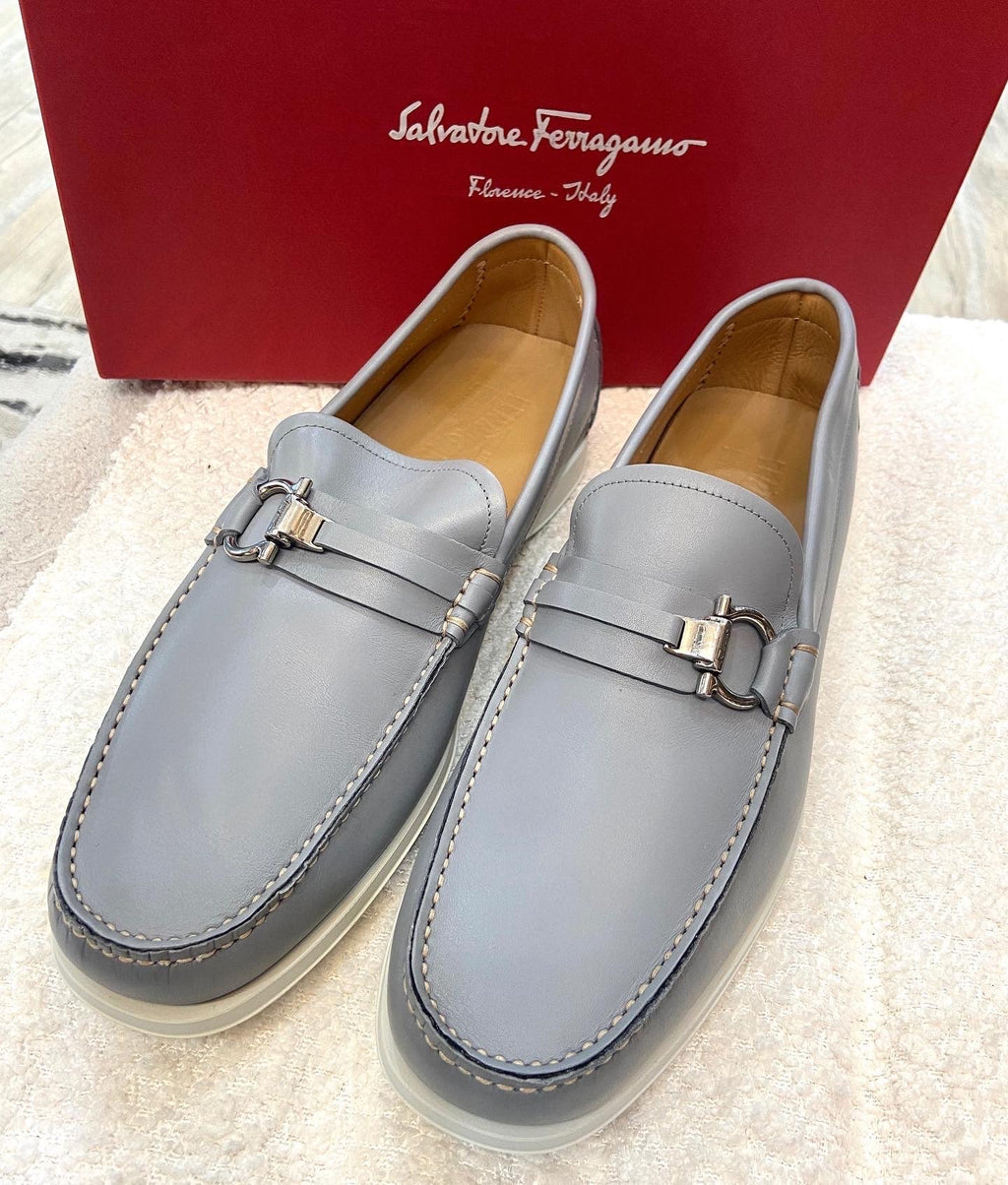 SALVATORE FERRAGAMO GREY MEN'S LOAFERS