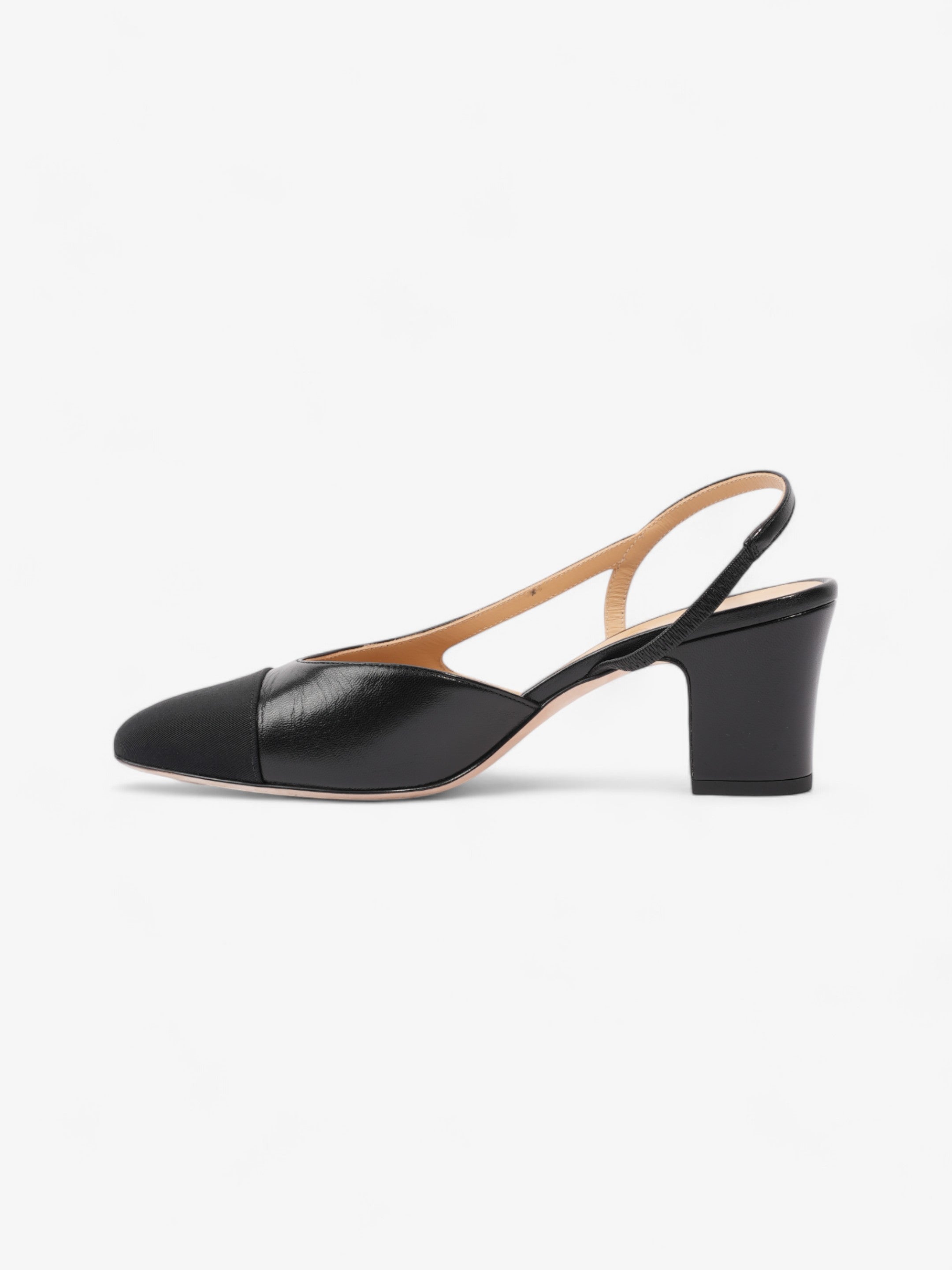 Chanel CC Slingback Pumps 65mm Black Leather EU 38 UK 5