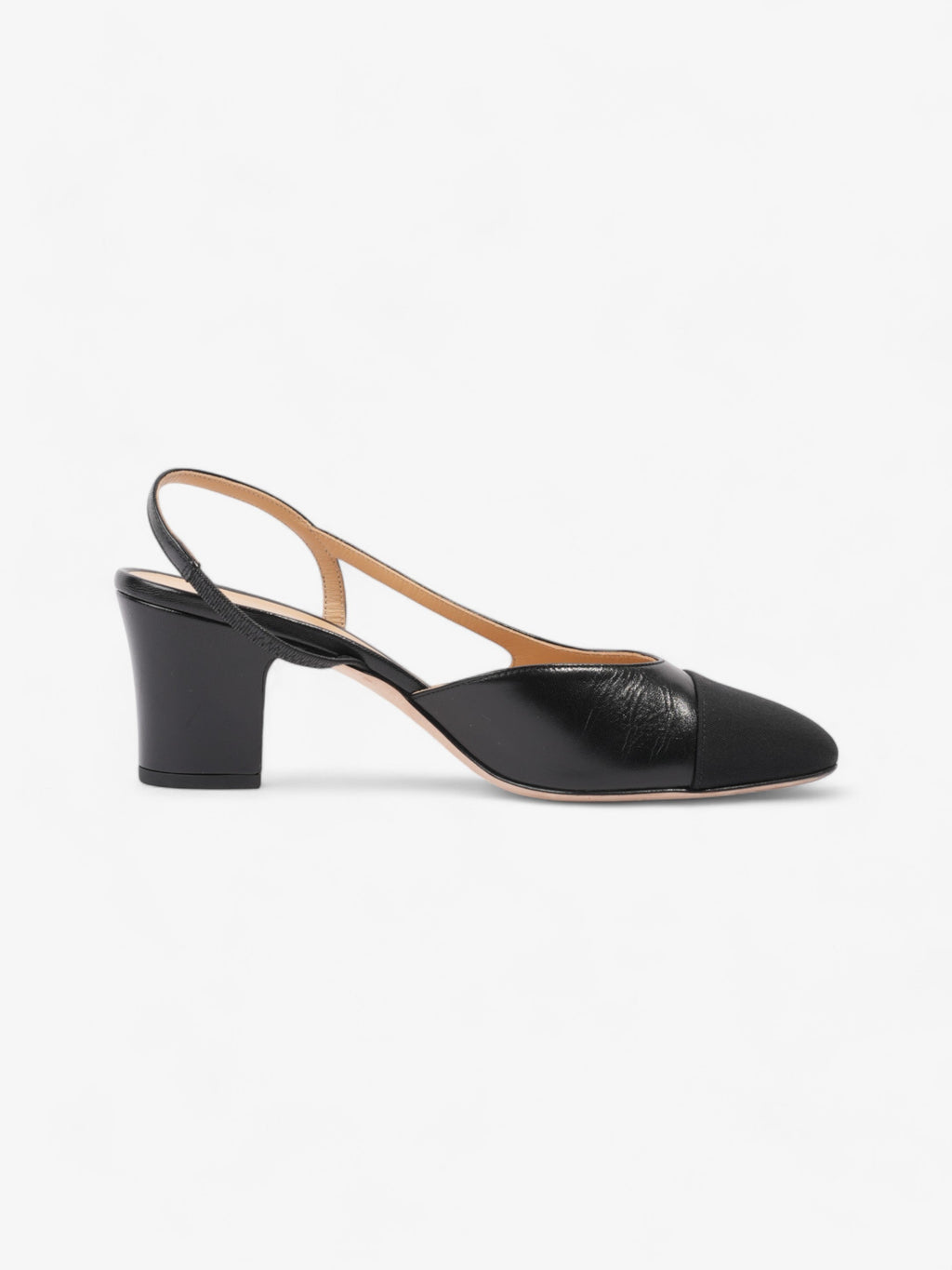 Chanel CC Slingback Pumps 65mm Black Leather EU 38 UK 5