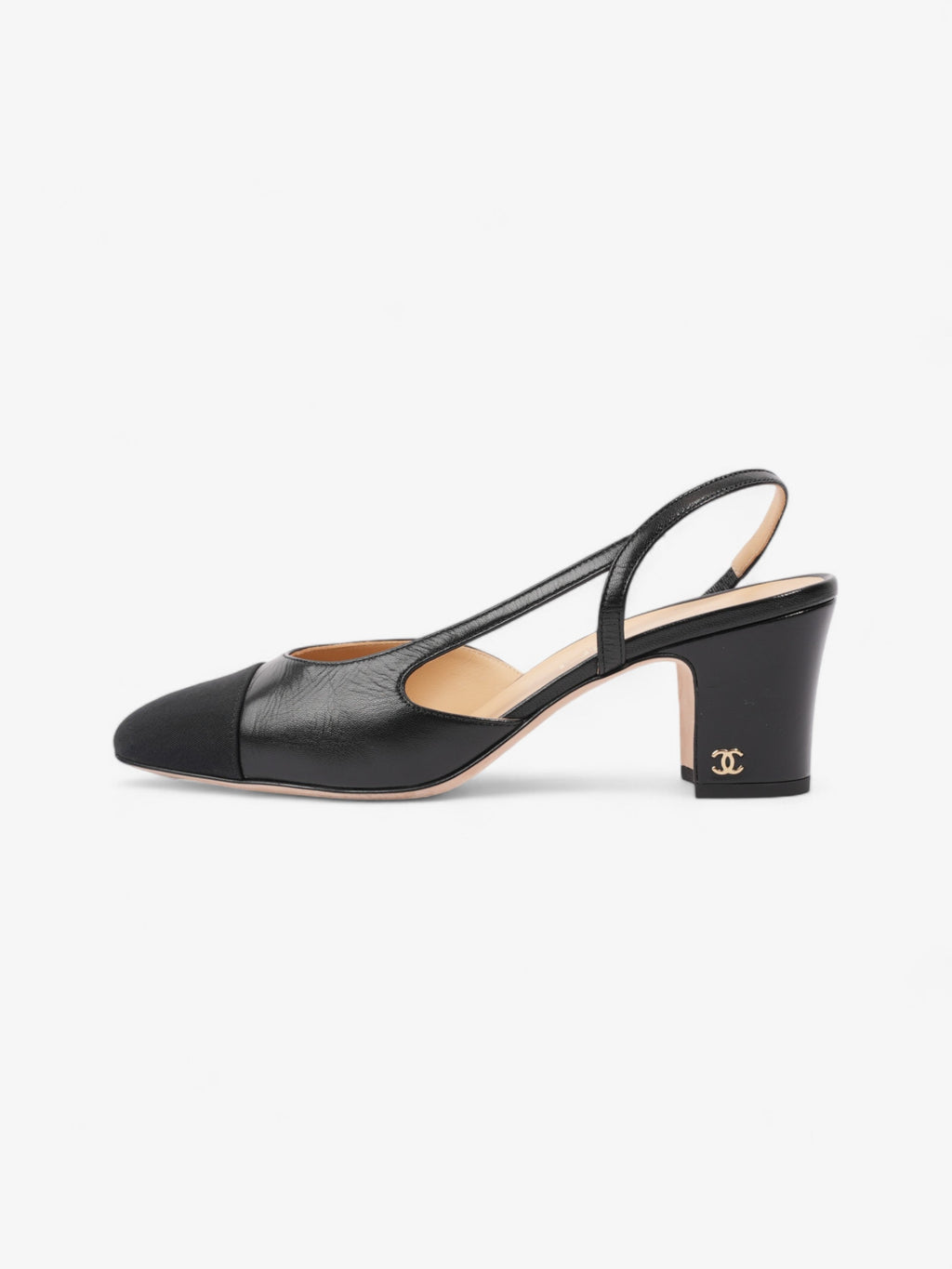 Chanel CC Slingback Pumps 65mm Black Leather EU 38 UK 5
