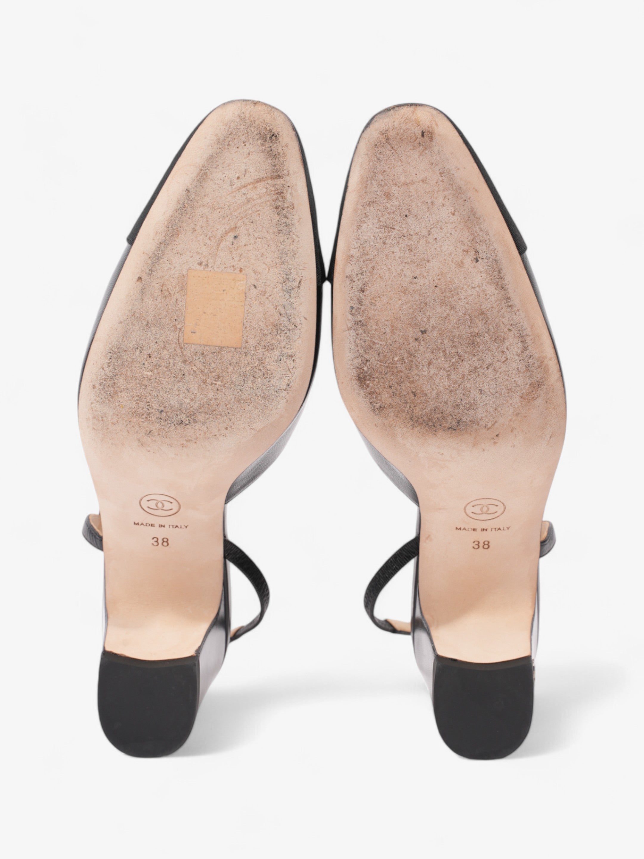 Chanel CC Slingback Pumps 65mm Black Leather EU 38 UK 5