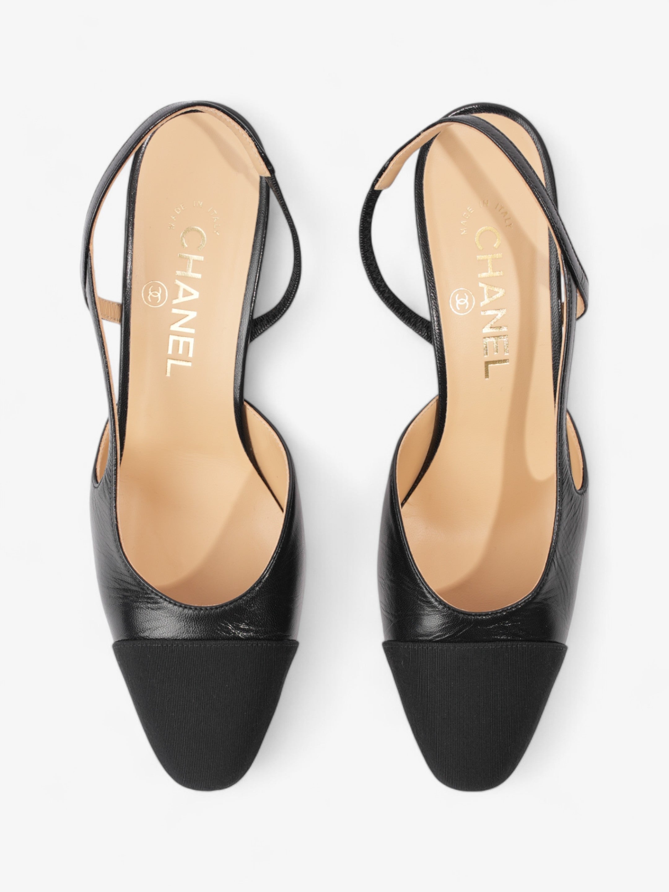 Chanel CC Slingback Pumps 65mm Black Leather EU 38 UK 5